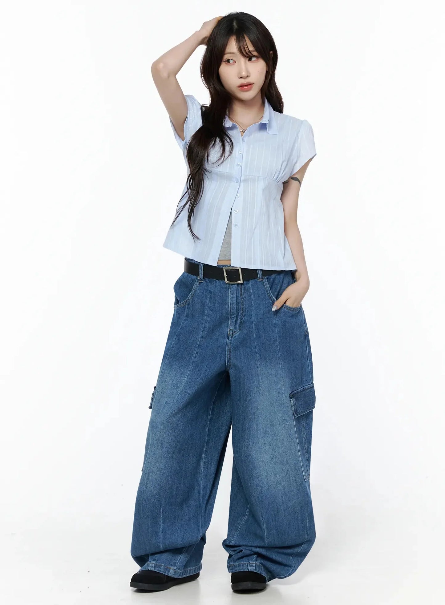 Button Up Linen Summer Blouse IL506