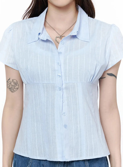 Button Up Linen Summer Blouse IL506