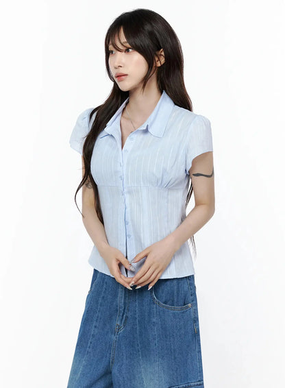 Button Up Linen Summer Blouse IL506