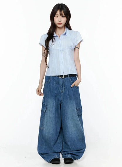 Button Up Linen Summer Blouse IL506
