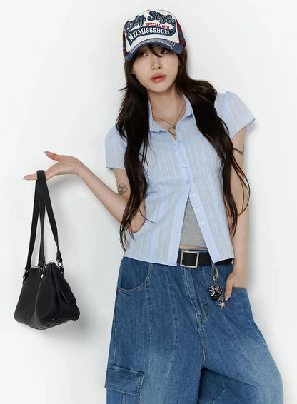 Button Up Linen Summer Blouse IL506