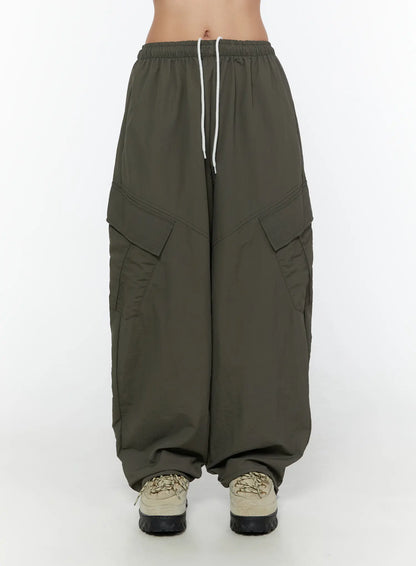 Cargo Wide Parachute Pants CU526