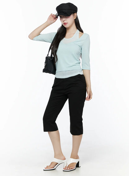 Casual Slim-Fit Capri Pants IU525