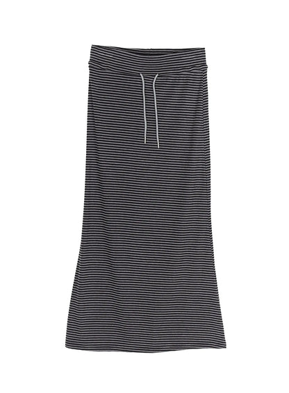 Casual Striped Drawstring Maxi Skirt IU525