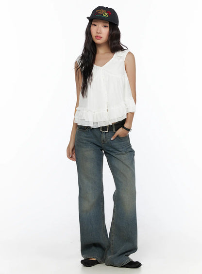Cedar Vintage Wash Low-Rise Straight Jeans CL510