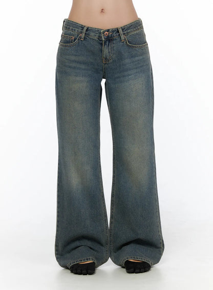 Cedar Vintage Wash Low-Rise Straight Jeans CL510