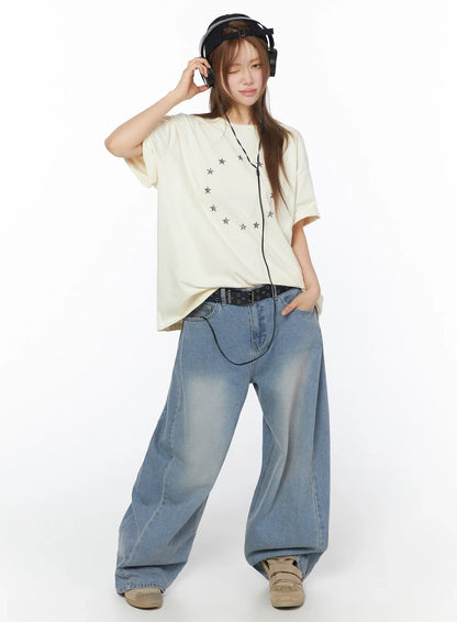 Coleen Side Pleat Baggy Jeans IL502