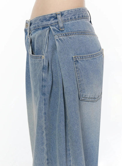 Coleen Side Pleat Baggy Jeans IL502