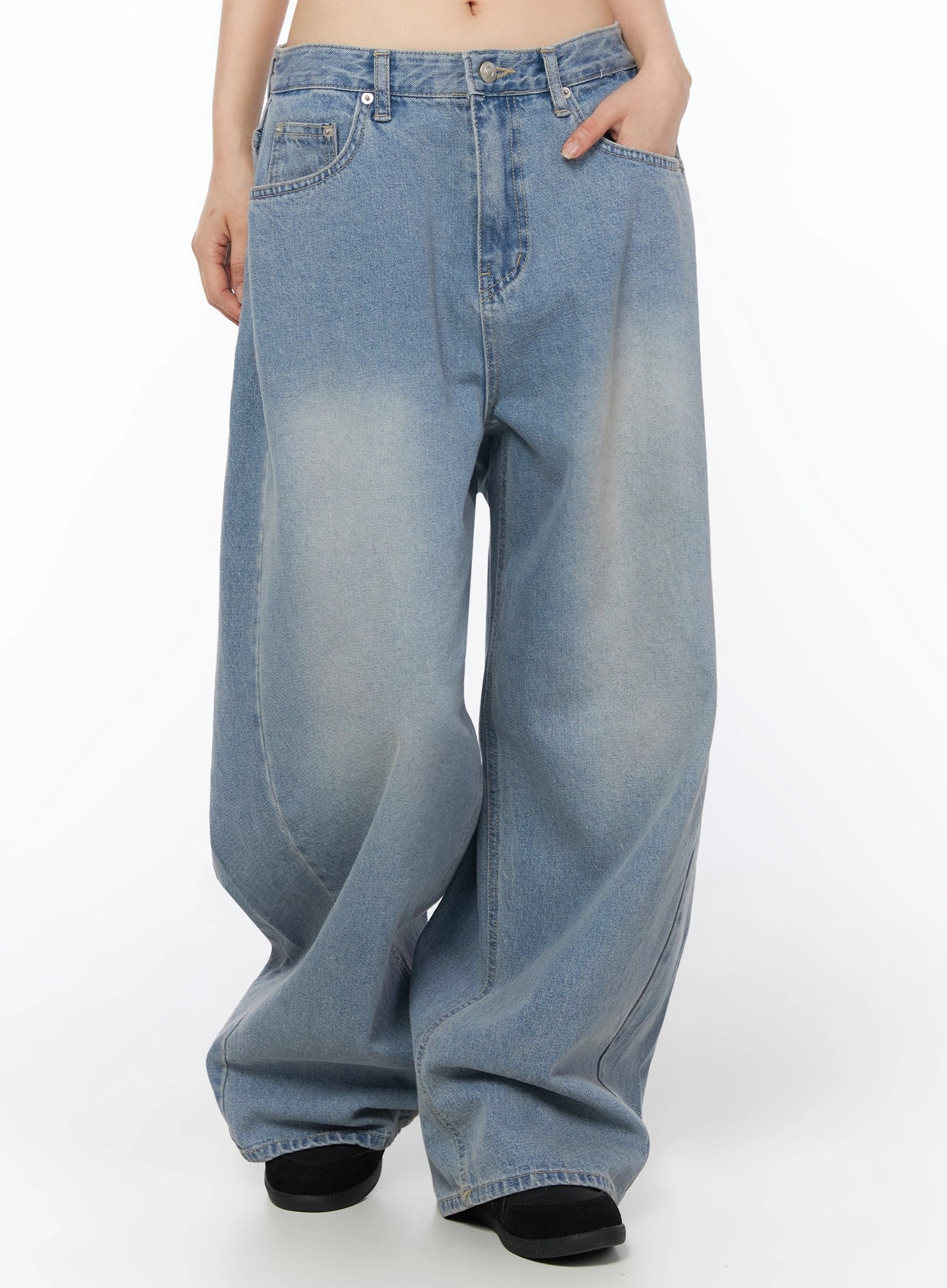 Coleen Side Pleat Baggy Jeans IL502