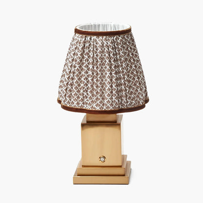 Square Rechargeable Lamp with Chocolate Lotus Shade (18cm)